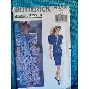 Butterick Sewing pattern 5358 Suit blazer skirt puff sleeves